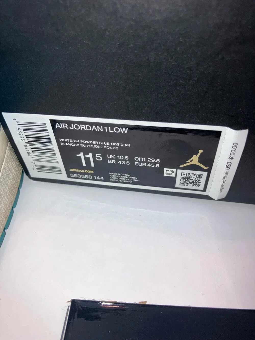 Sz 11.5 Air Jordan 1 Low “UNC” 6/10 Cond in Box with goat tag + reciept